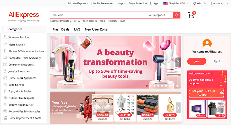 aliexpress shopping page